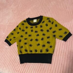 Miss Ladybug Roach Short-Sleeve Sweater 100% Cotton Size L